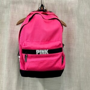 Victoria Secret Pink NEON BLACK WHITE CAMPUS BACKPACK‎ GYM BEACH SCHOOL BOOK BAG